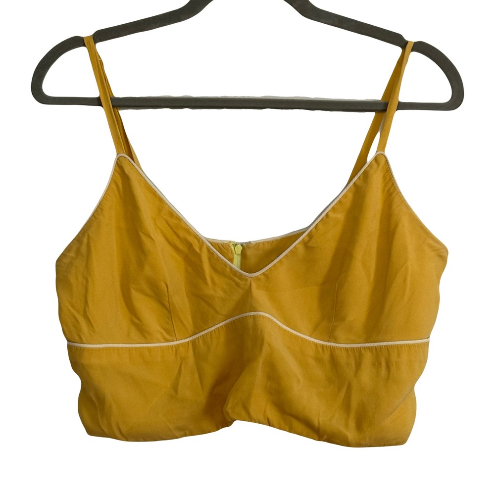 Emerson Fry Silk Crop Top Mustard Yellow Sleeveless Festival Cami‎ Tank Size 10